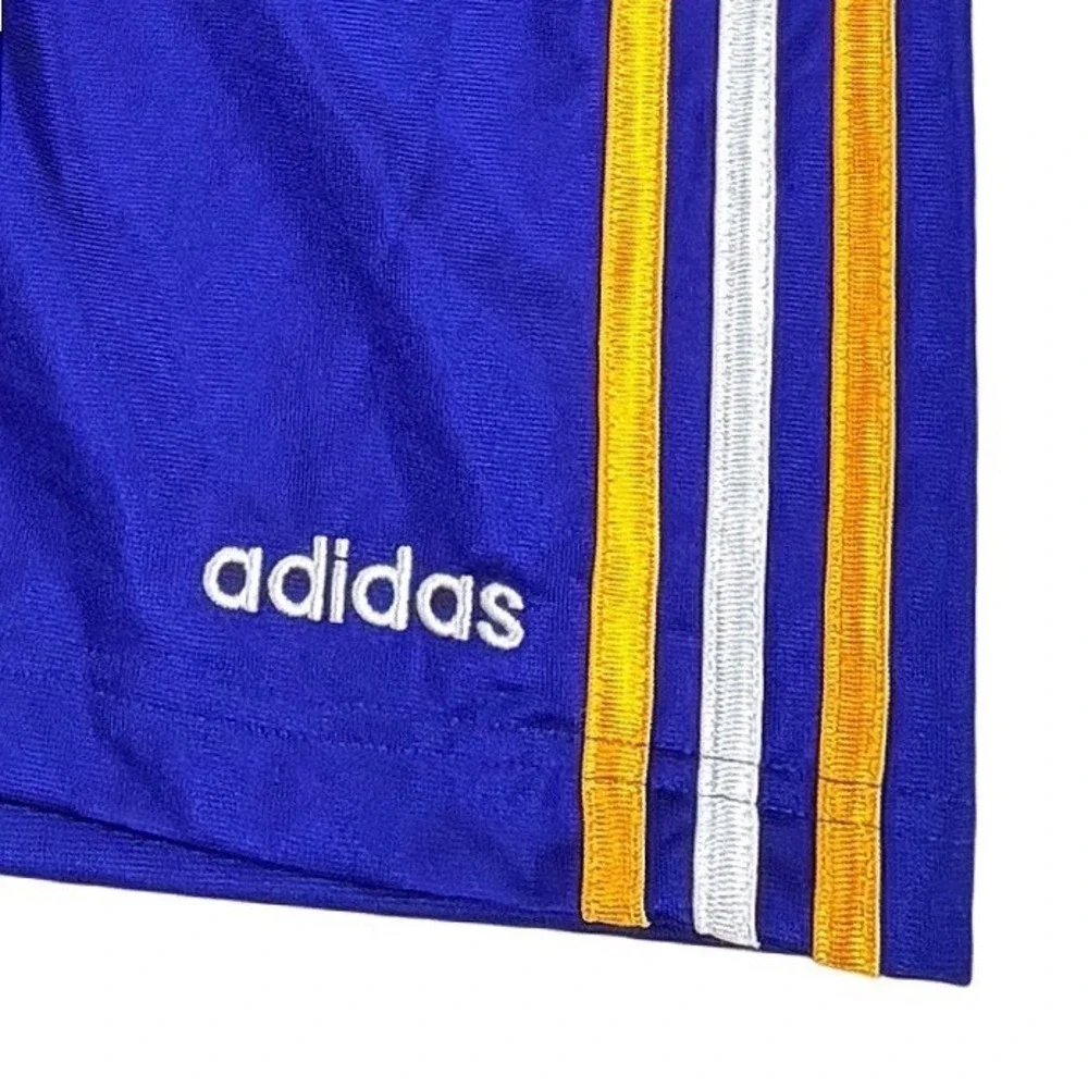 Adidas‎ Basketball Dazzle Sparkle Shorts Men XL Long Blue Yellow Striped VTG 10